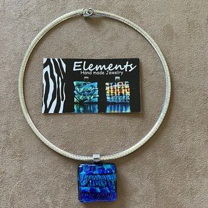 Blue necklace handmade on Bonaire